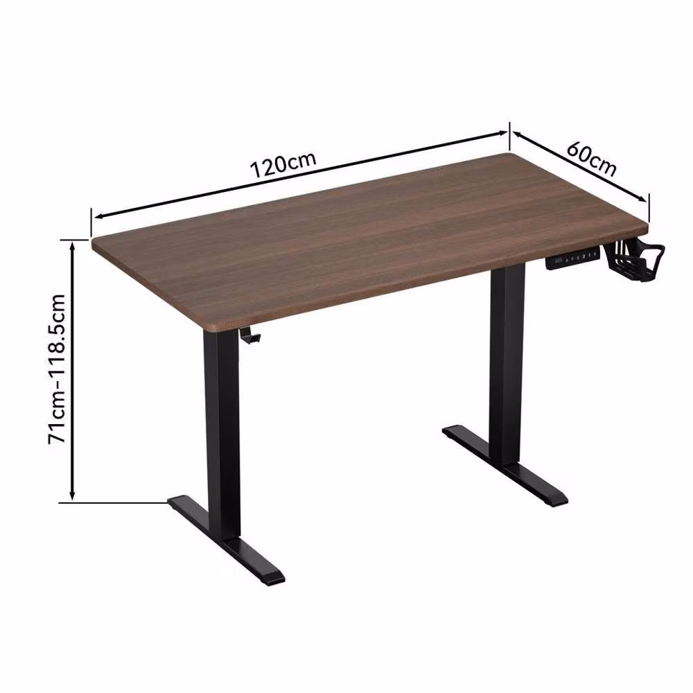 Kelvenix Electric Height Adjustable Standing Desk in Brown and Black with Wood and Metal Finish – 2
