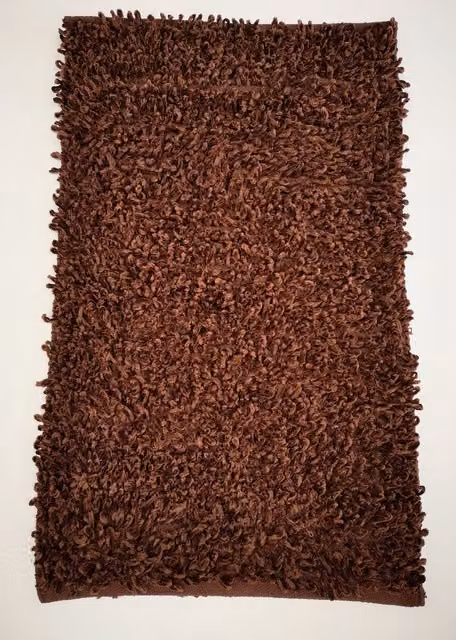 Rapport Home Oxford Shaggy Pile Velvet Loop Twist Modern Floor Mat Rug in Brown, W: 55 cm x H: 55 cm x D: 55 cm