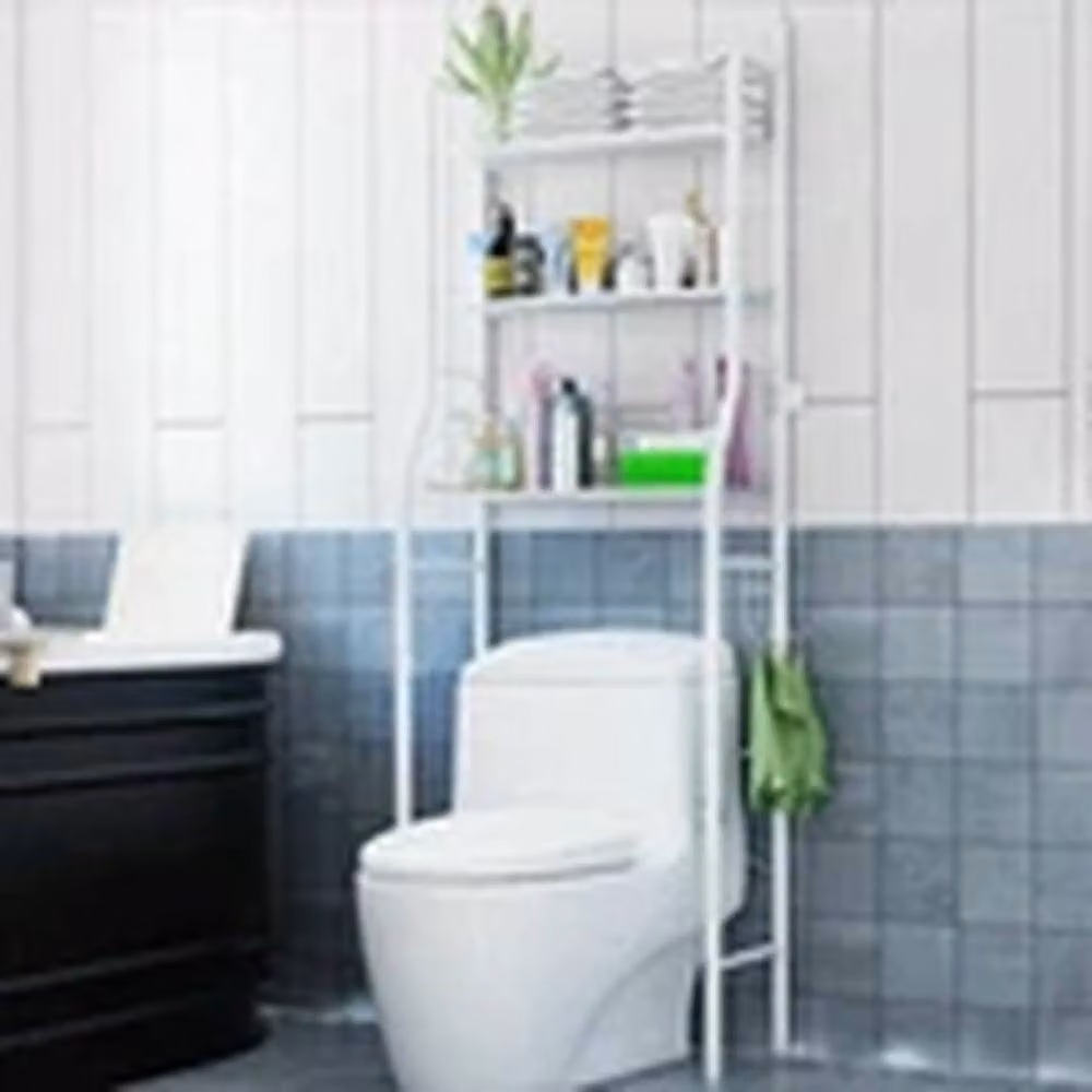 EONLION 3-Tier Over-The-Toilet Bathroom Organiser Storage Rack in White – 2