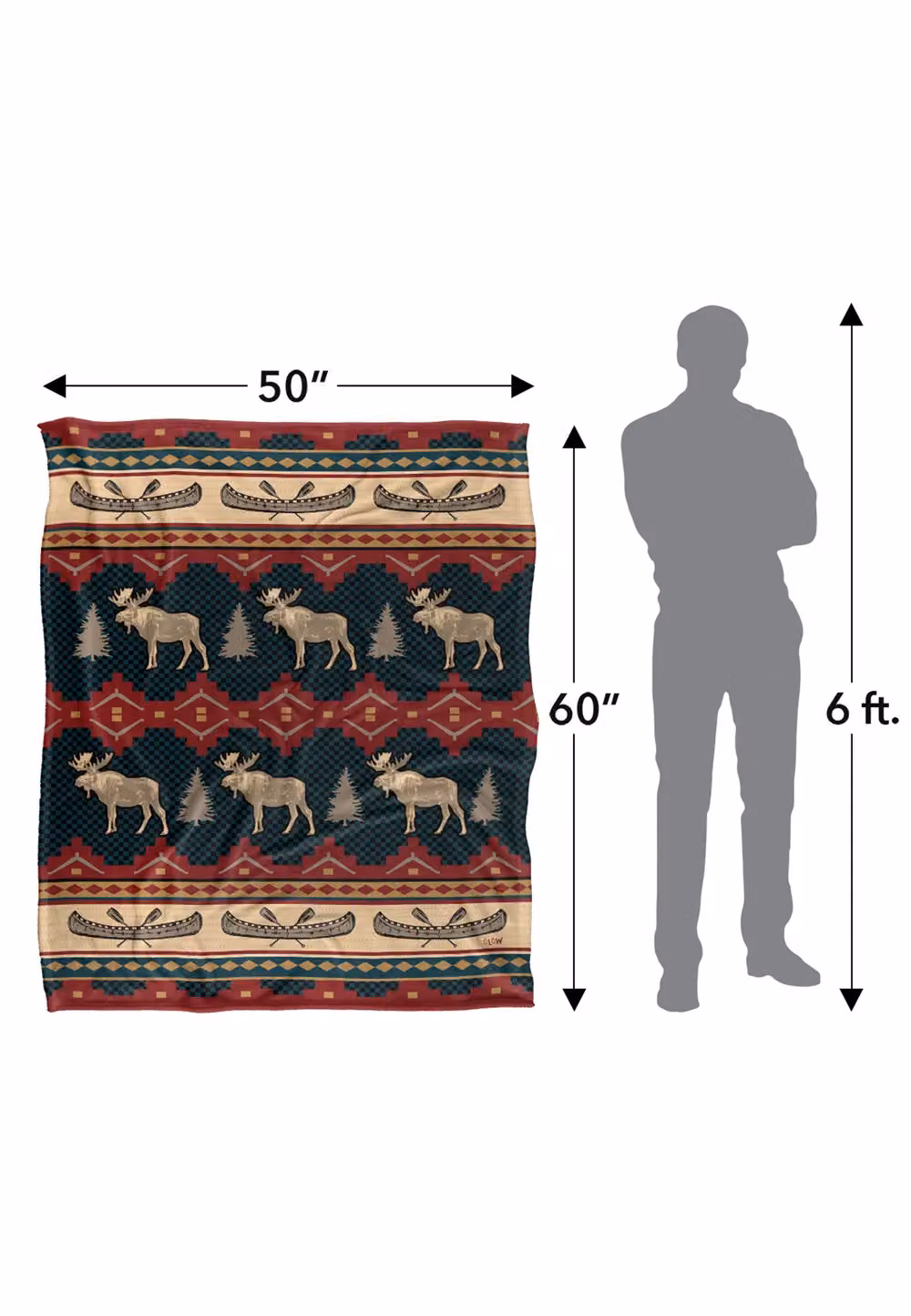 JQ Licensing Moose and Canoe Pattern Silky Touch Super Soft Fleece Throw Blanket, White and Multicolour, W: 152 cm, D: 127 cm – 7