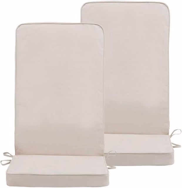 icon Set of 2 Water Repellent Outdoor High Back Seat Cushions in Beige – 1
