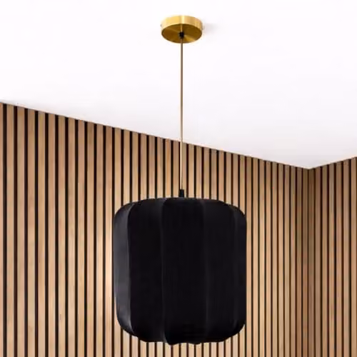 CGC Lighting Black Cylinder Ribbed Stretch Cotton Fabric Lampshade – 2