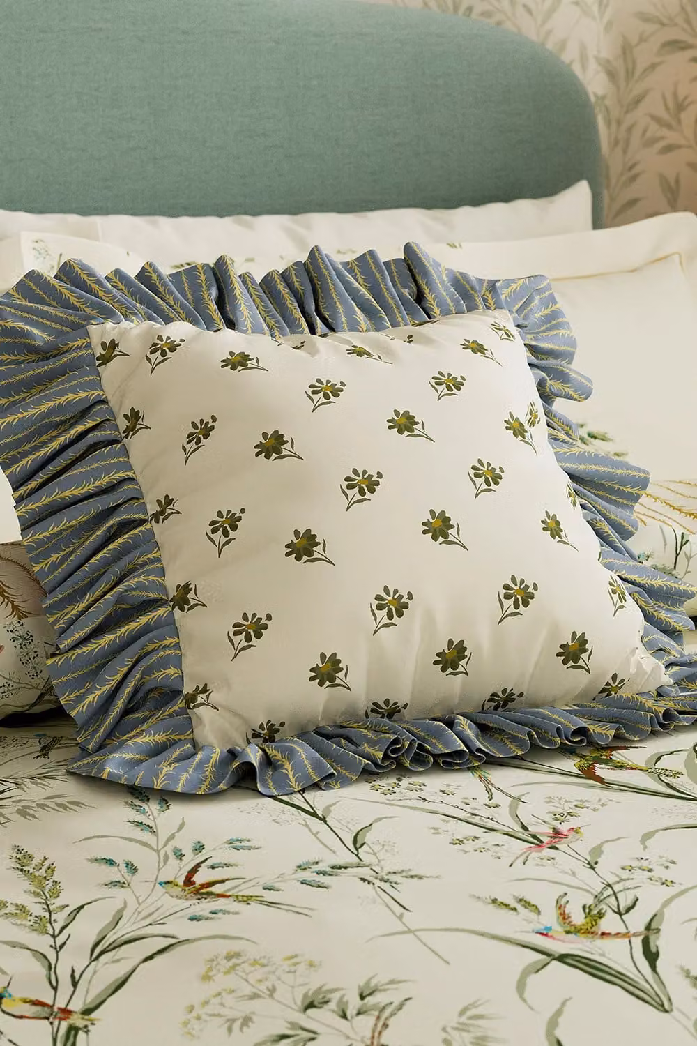 Sanderson Tuileries Floral Cotton Square Cushion, Multicolour, W/D/H: 45 x 45 x 45 cm – 2