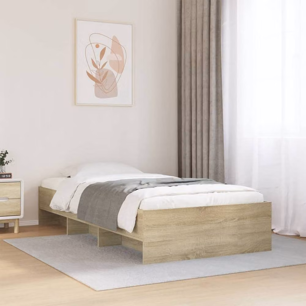 Berkfield Home Durable Single Bed Frame in Sonoma Oak, W/D/H: 90 x 190 cm – 2