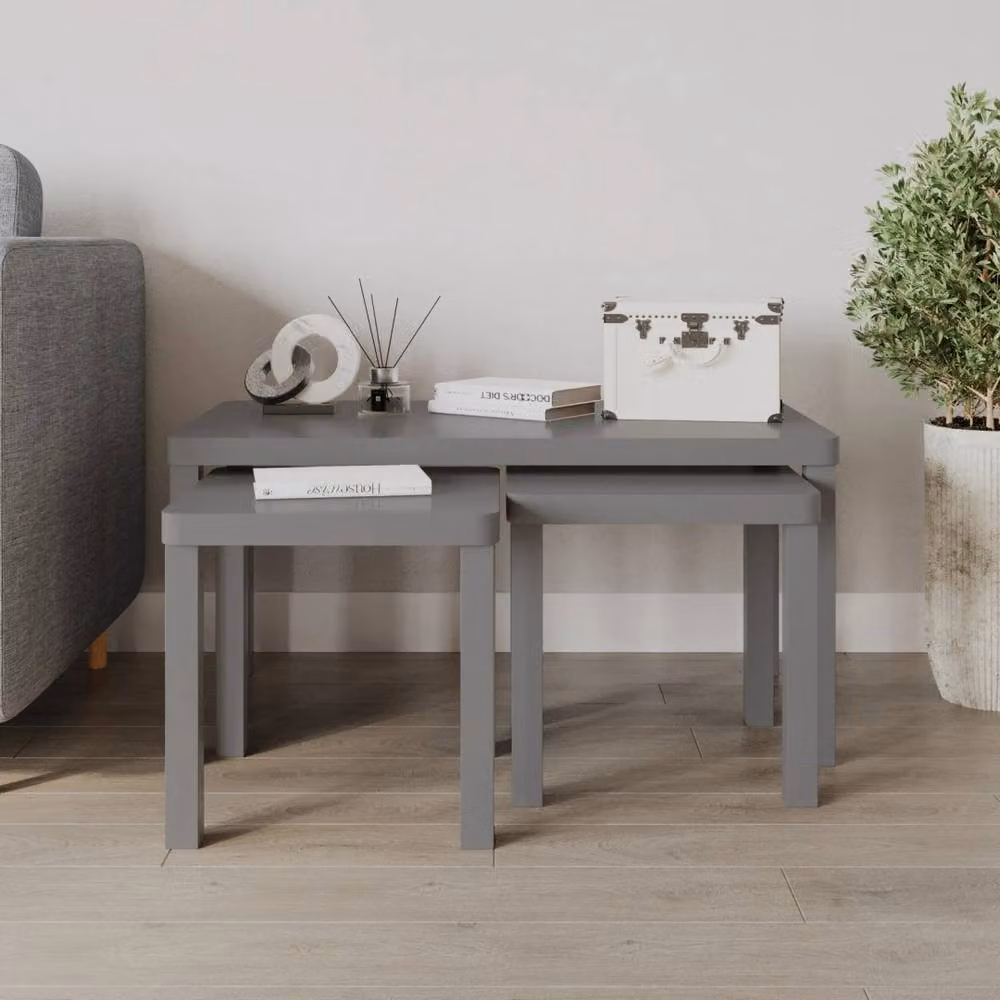 Kelvenix Grey Wooden Nesting Coffee Tables, Set of 3 – 3