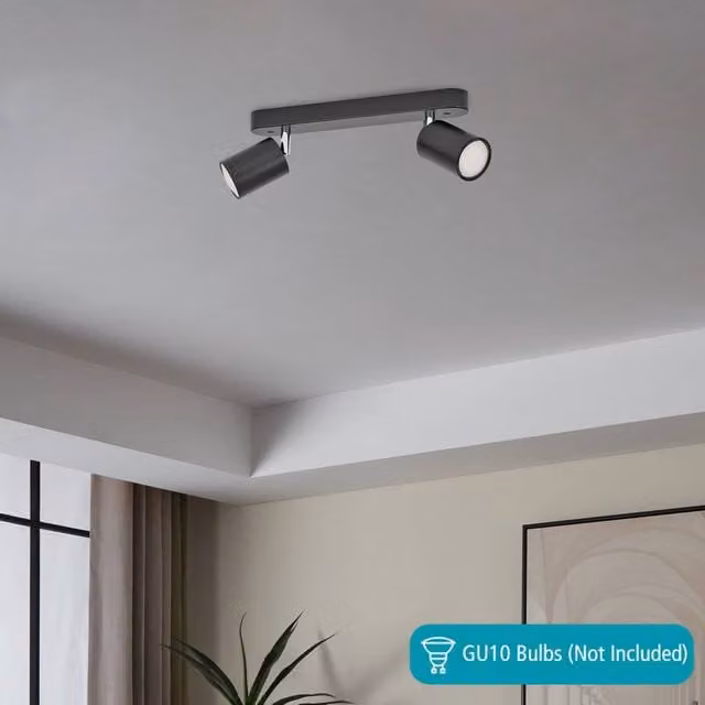 Eglo Reciso-E Black Steel 2-Light Modern Ceiling Spotlight – 1