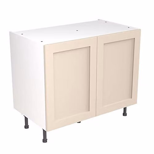 Kitchen Kit Shaker Door Flatpack Base Cabinet in Cashmere Matt, W/D/H: 100 x 57 x 87 cm