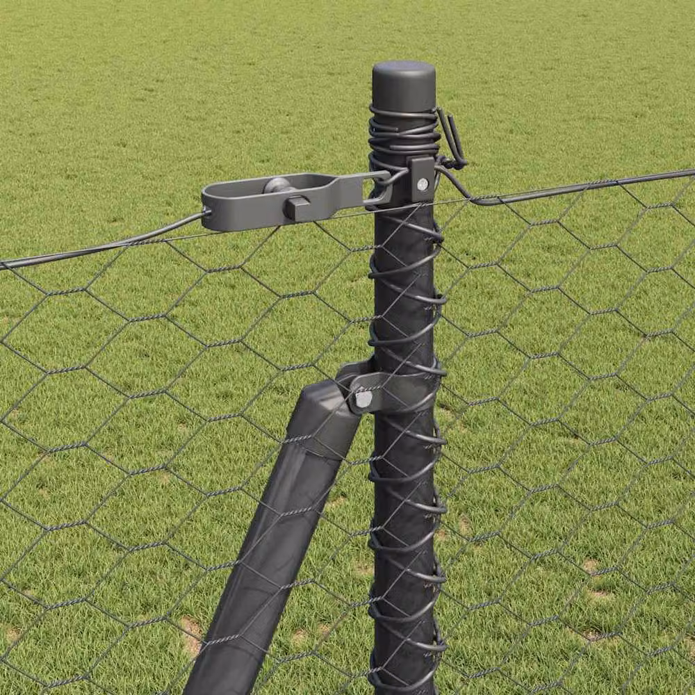 Berkfield Home Hexagon Steel Fence, Grey, W: 10 m, H: 1.5 m – 3