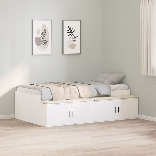 Berkfield Home Modern Storage Bed Frame with Drawers, White, W/D/H: 90 x 190 cm