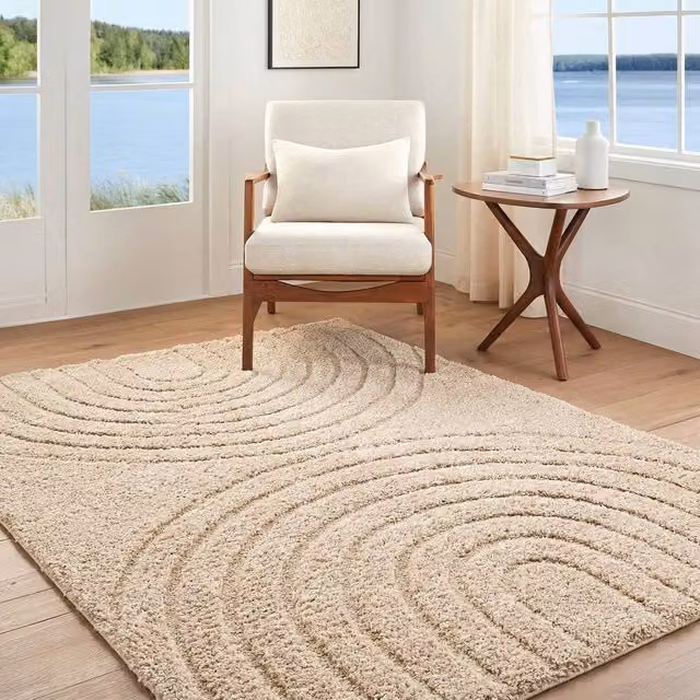 Livabliss Rodos Abstract Soft Plush Pile Rug in Beige, Grey, Yellow and Green, W: 160 cm, D: 215 cm