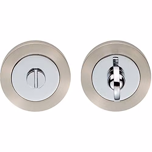 Loops Thumbturn Lock and Release Handle with 50mm Diameter Round Rose in Silver Nickel and Chrome