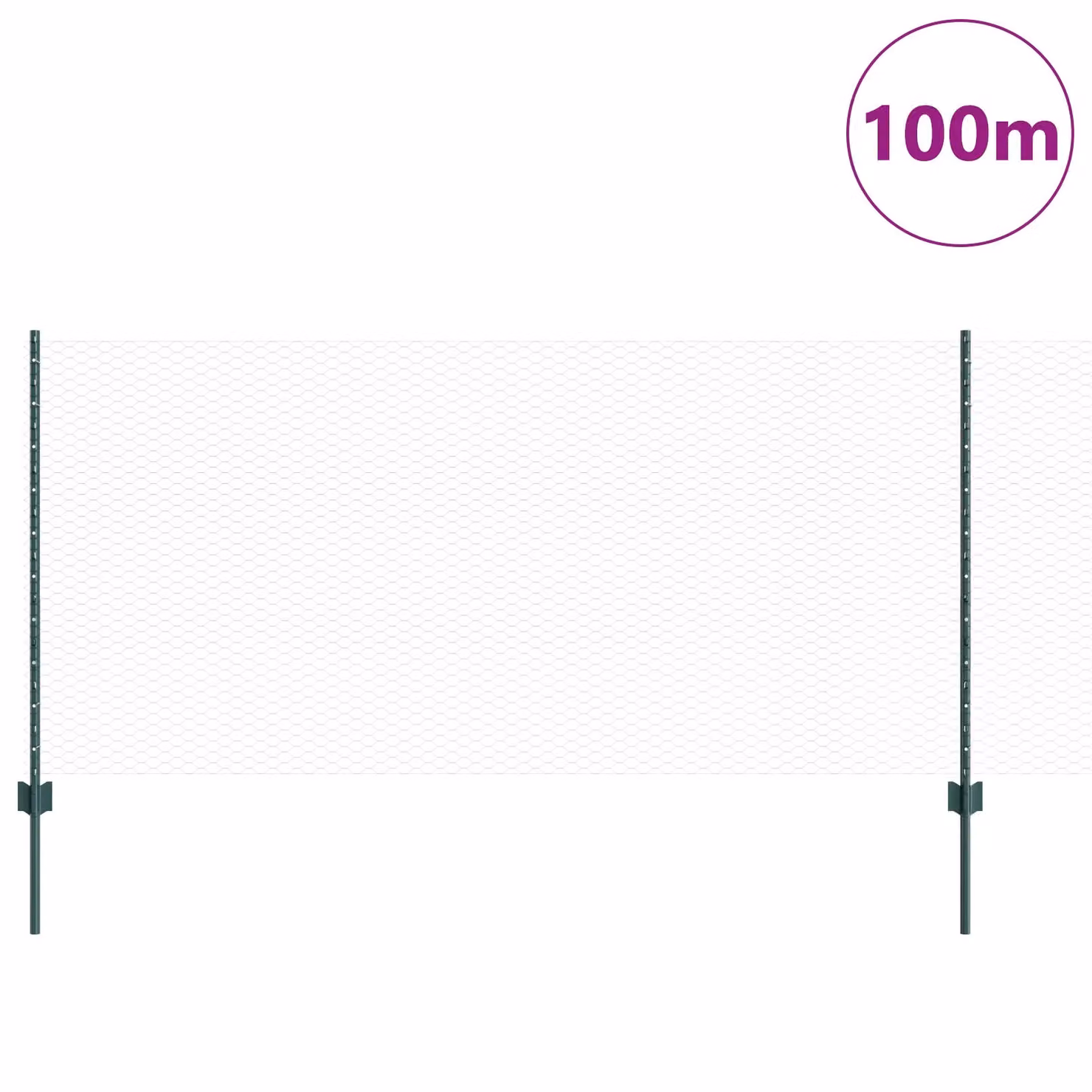 Berkfield Home Green Steel U-Channel Fence Posts and Hexagon Fence Set, 11 x 100 cm Posts and 1 x 100 m Fence – 2