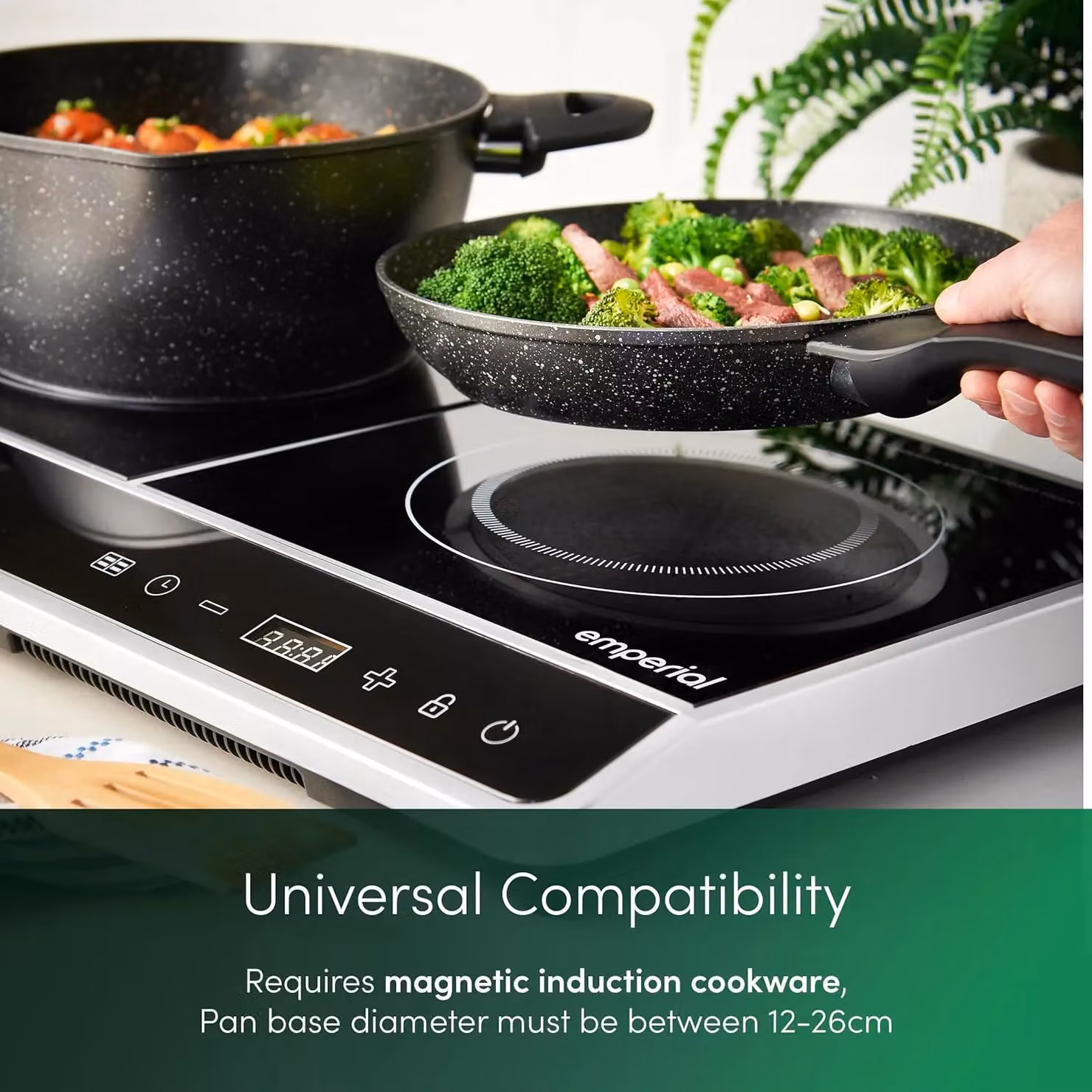 Emperial Double Induction Portable Electric Cooker with Digital Touch Control and Timer, 2800W, Black – 5