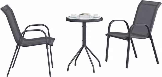 Berkfield Home Modern 3 Piece Garden Bistro Set in Anthracite Grey Textilene and Steel – 1