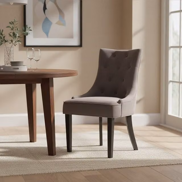Orsina Grey Velvet Dining Chair with Rubberwood Frame – 1