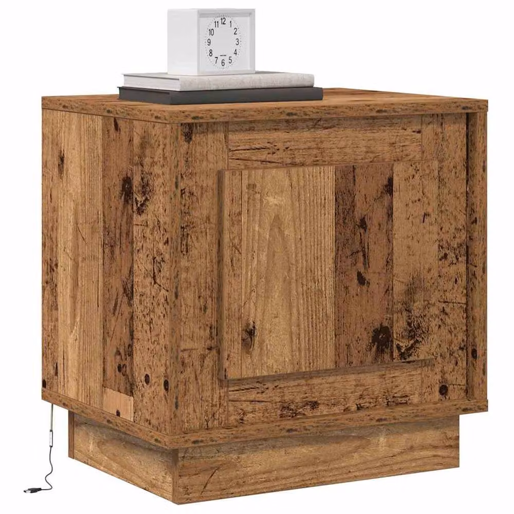 Berkfield Home Set of 2 Rustic Oak Bedside Cabinets with Integrated LED Lights, Brown, W/D/H: 44 x 34.5 x 45 cm – 3