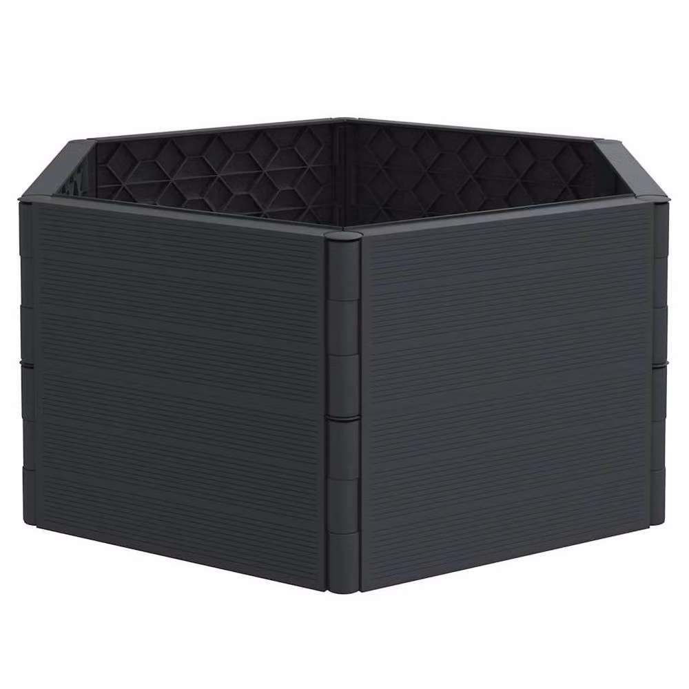 Berkfield Set of 2 Anthracite and Black Plastic Garden Planters – 3