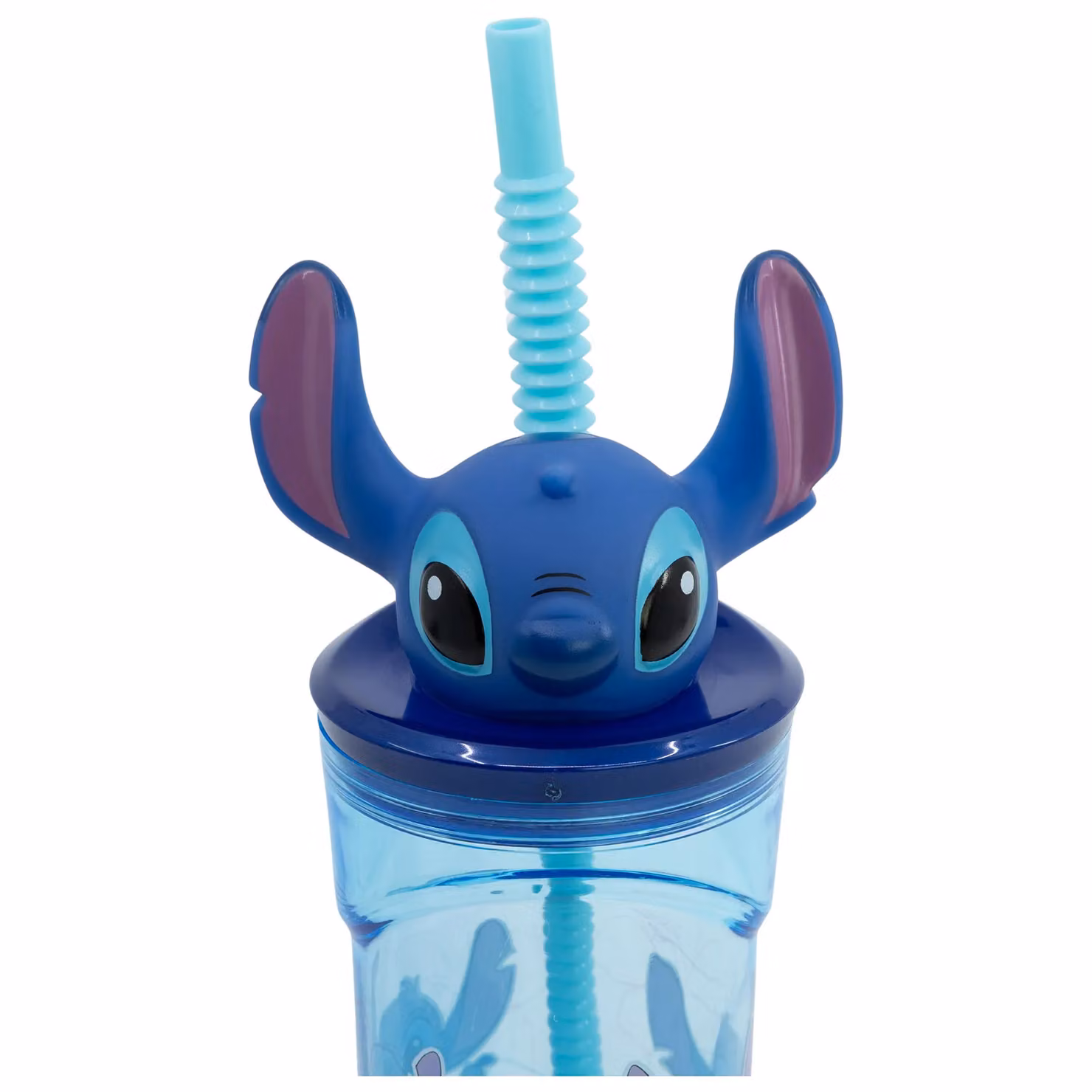 Stitch 3D Blue Straw Tumbler Set for Children, 560 ml – 2