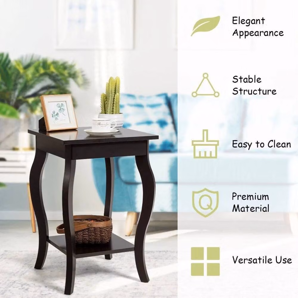 FORGEVIO Set of 2 Modern Black Living Room End Tables with Storage Shelves – 5