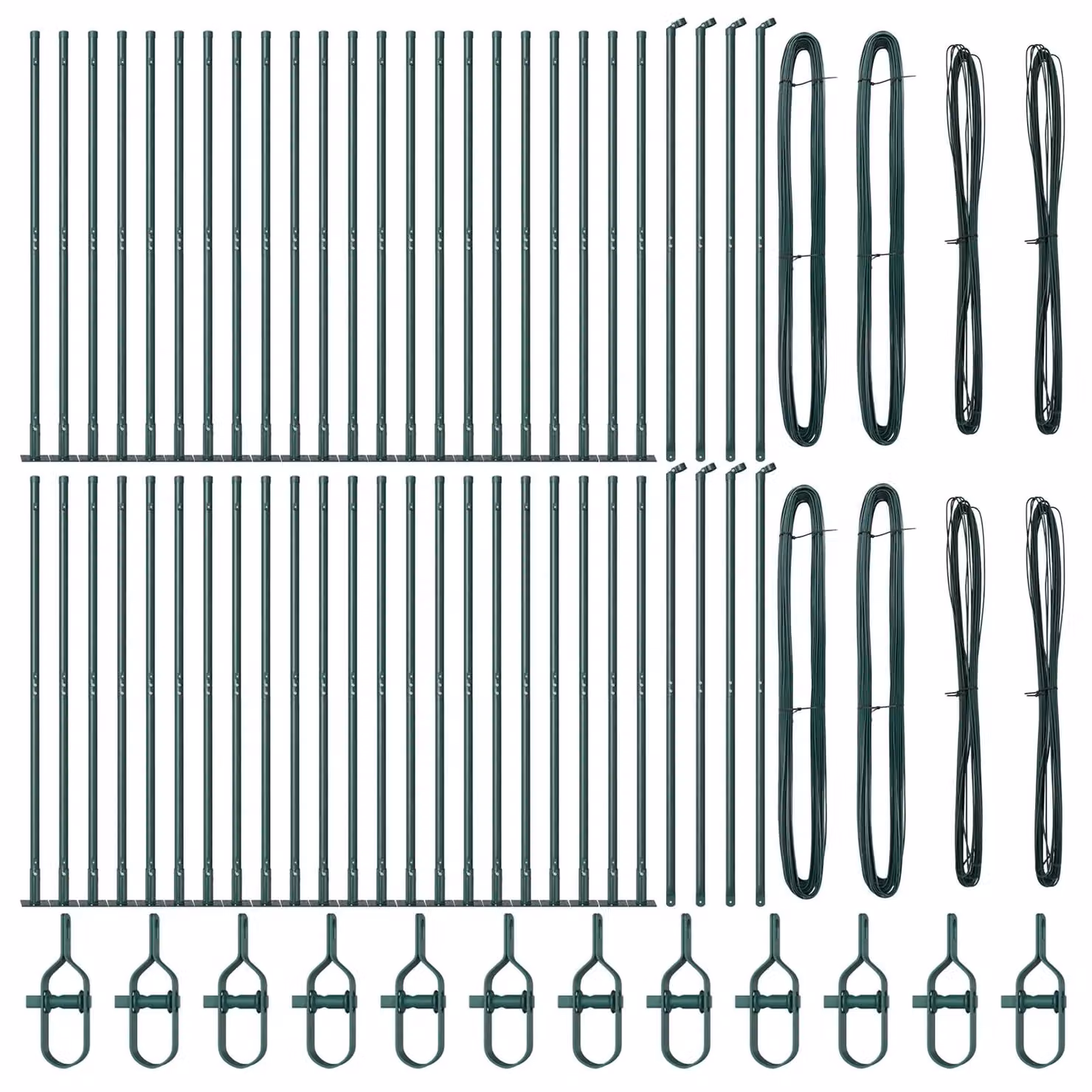 Berkfield Home Green Concrete Square Fence Posts, Set of 104, W/D/H: 3.2 x 3.2 x 68.5 cm