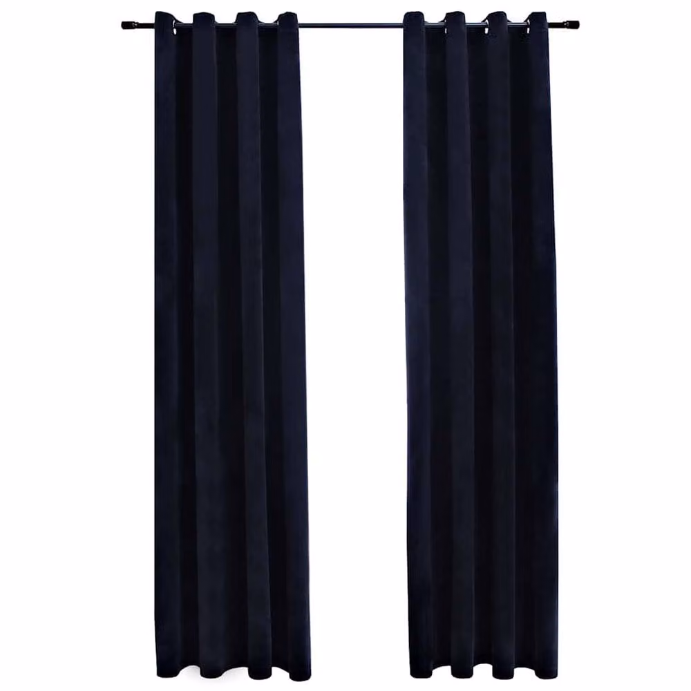 Berkfield Home Elegant Blackout Velvet Curtains with Eyelets, Black, 2 Pack, W: 140 cm, H: 225 cm – 3