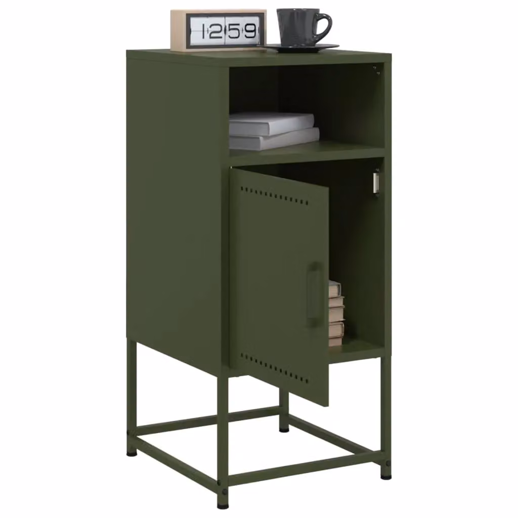 Berkfield Home Set of 2 Metal Bedside Cabinets in Olive Green, W/D/H: 36 x 39 x 78 cm – 3