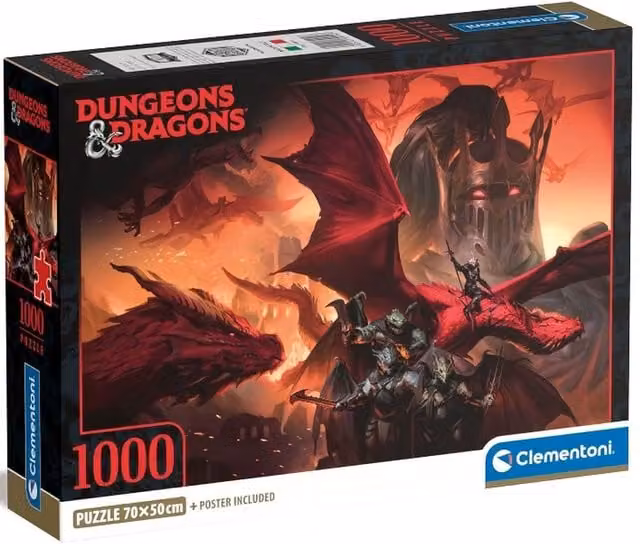 Clementoni Dungeons and Dragons 1000 Piece Fantasy Characters Jigsaw Puzzle, Black and Multicolour