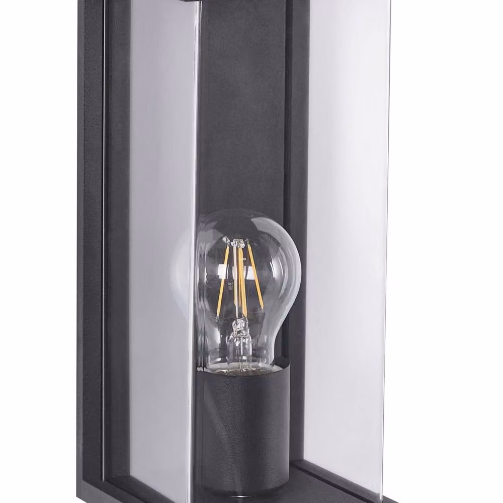 Wyld and Coco Modern Black Aluminium Outdoor Wall Light with Transparent Glass – 2