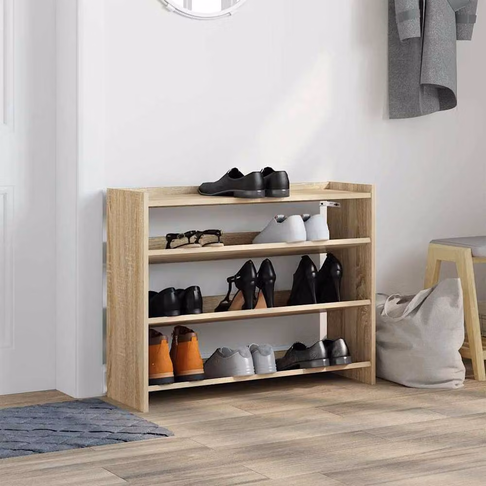 Berkfield Home Sonoma Oak Shoe Rack in Light Oak, W/D/H: 80 x 25 x 62 cm – 3
