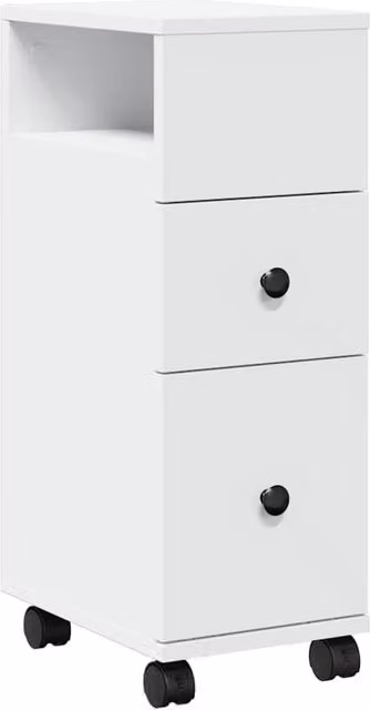 Berkfield Home Narrow Freestanding Bathroom Cabinet with Wheels in White Engineered Wood