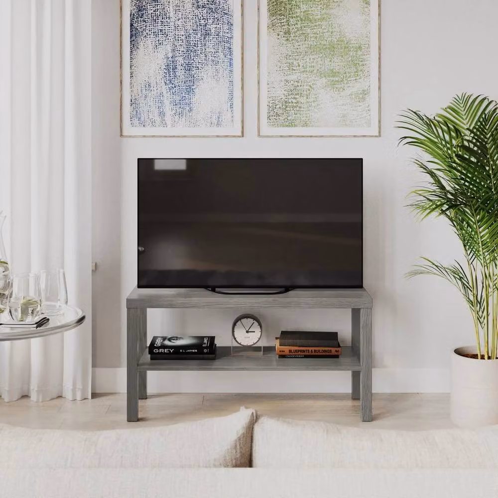 PAWNORA 2 Tier Modern TV Media Stand in Cedar Grey
