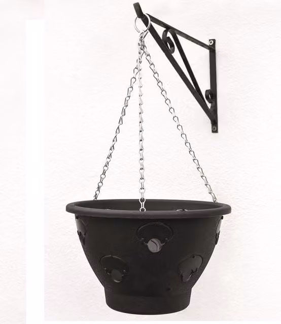 BloomAround Black Hanging Basket Planter, 30 cm, Pack of 2