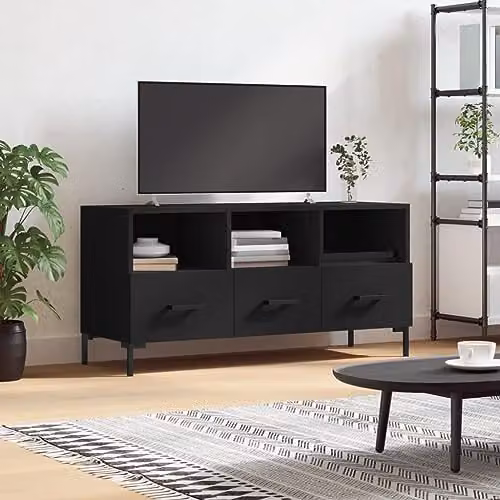 vidaXL Modern Black TV Cabinet in Wood and Metal, W/D/H: 102 x 36 x 50 cm – 2