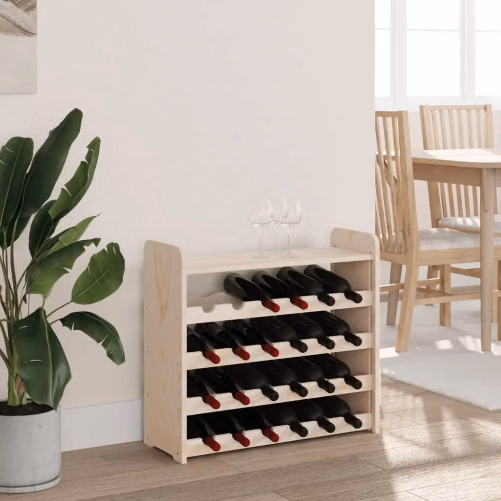 Berkfield Home Rustic Solid Wood Pine Wine Rack with Top Board, Brown, W/D/H: 67.5 x 25 x 60 cm – 3