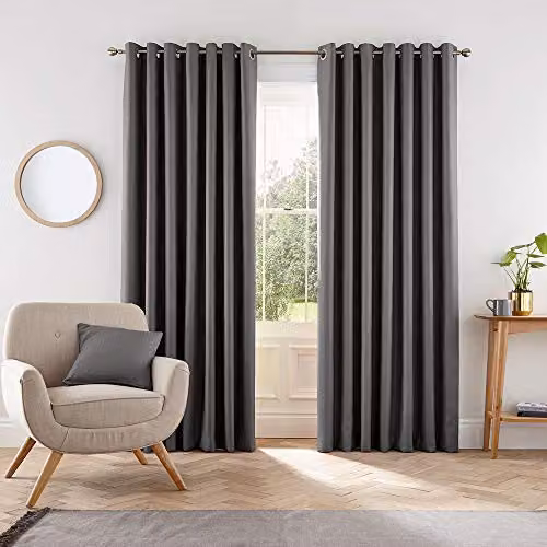 Helena Springfield Eden Lined Eyelet Curtains in Charcoal Grey, Width: 229 cm, Drop: 229 cm – 3