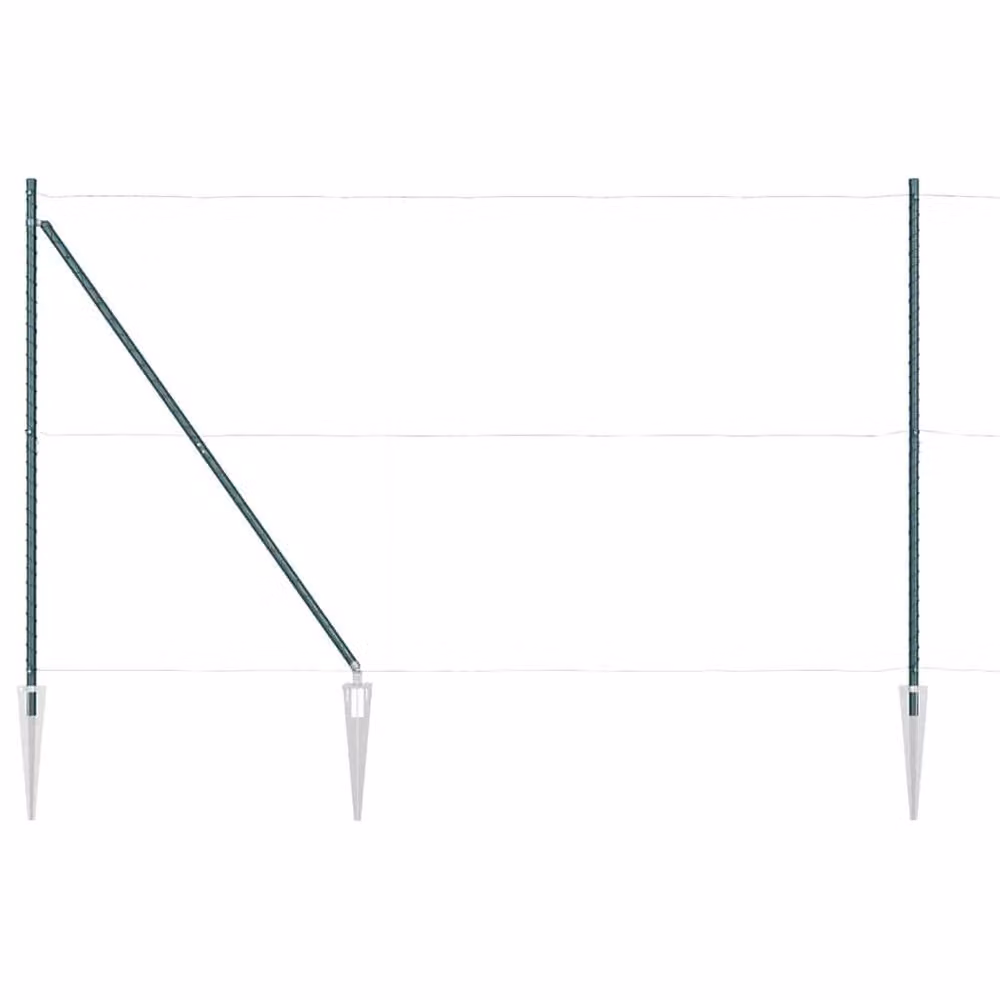 vidaXL 26-Piece Green Galvanised Steel Round Fence Posts with Spike, Height: 180 cm, Diameter: 32 mm – 3