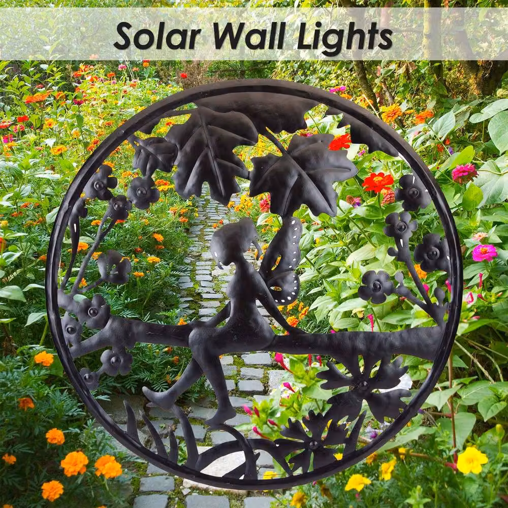 VFM e-Store Solar Garden Wall Lights in Black with Dusk Sensor, Warm White Effect, W/D/H: 40 x 40 x 40 cm – 3