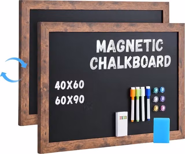 DoorBoard Magnetic Chalkboard with Wooden Frame in Black