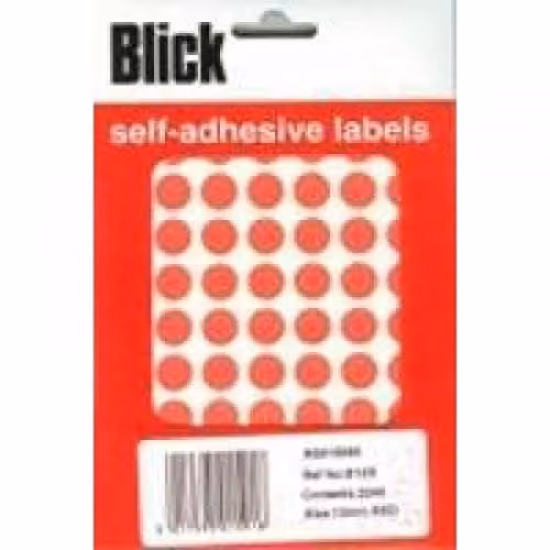 Blick Red Self Adhesive Coloured Dot Circle Labels, 13mm, 2240 Pack