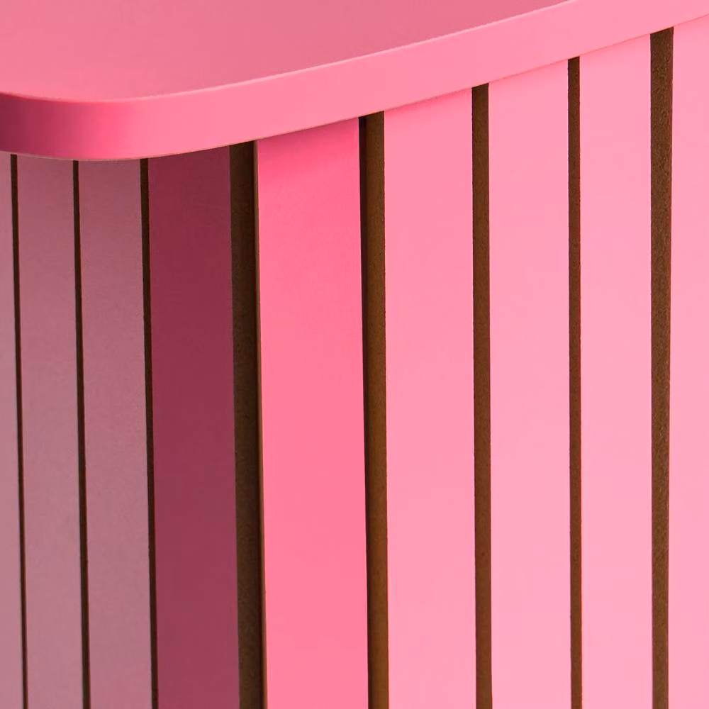 OHS Madison Ribbed Engineered Wood Console Table in Bright Pink – 3