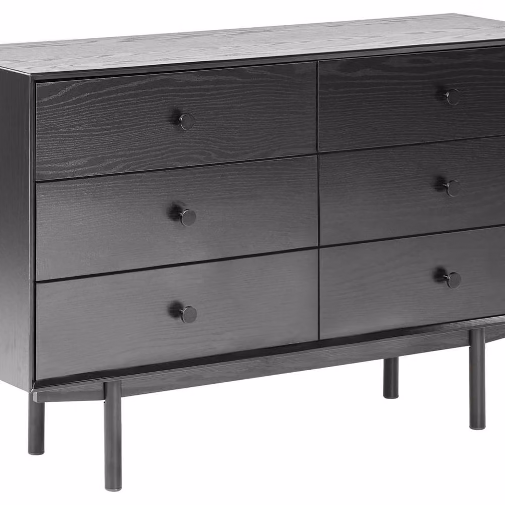 Wyld and Coco Everhome 6-Drawer Chest in Black MDF Modern Storage Unit – 2