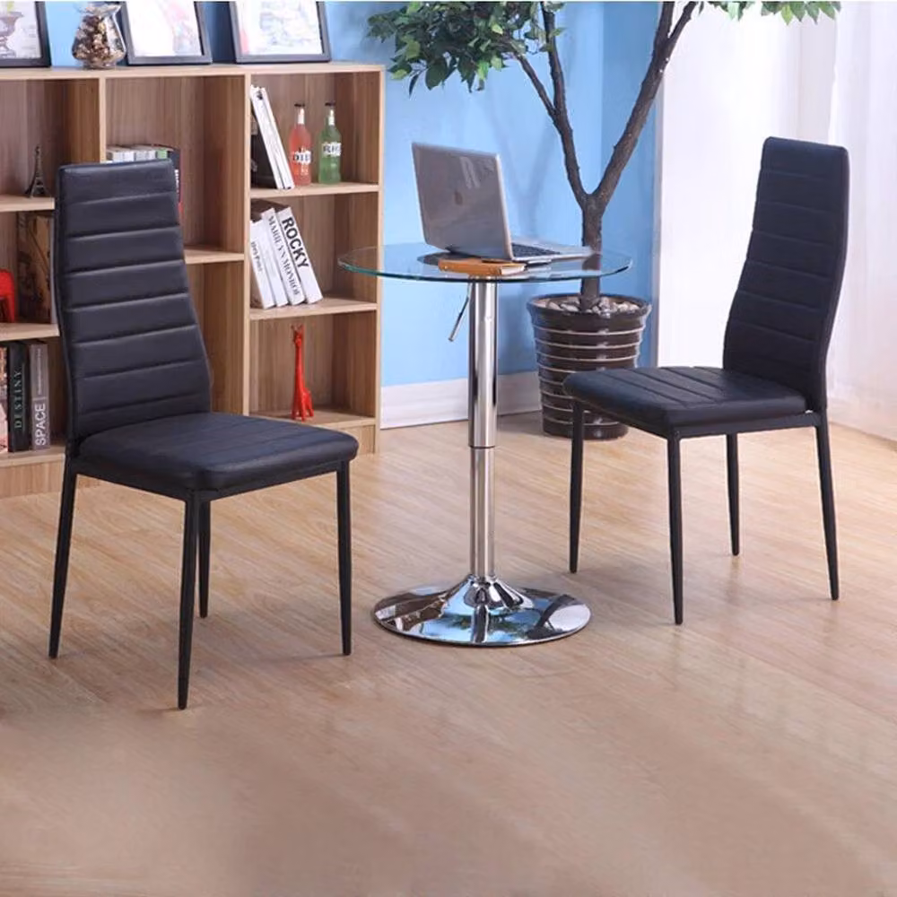 FLAVORA Set of 6 Modern Dining Chairs in Black Faux Leather – 4