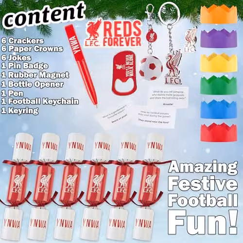 Get Trend Liverpool FC Luxury Christmas Crackers, Pack of 6, Red and Multicolour – 5