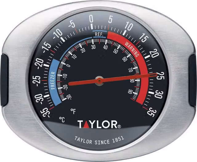 Taylor Pro Stainless Steel Fridge and Freezer Thermometer in Black