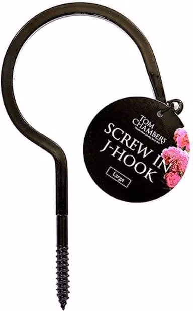 Tom Chambers Large Metal Screw-in Garden J Hook in Black – 1