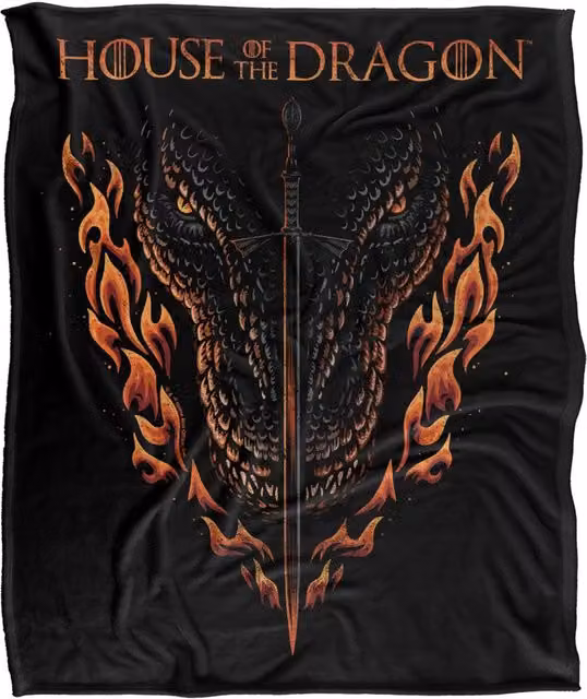 Warner Bros. House of the Dragon Fire, Sword and Dragon Super Soft Fleece Throw Blanket, W/D/H: 91 x 147 cm – 6