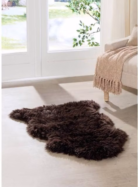 Native Natural Organic Sheepskin Rug in Brown, W/D: 60 x 120 cm – 1