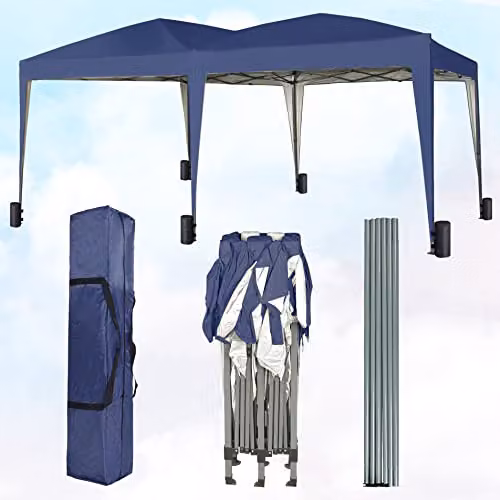 MCC Direct Blue Pop-up Gazebo with Wind Bars and Weight Bags, W: 600 cm, D: 300 cm, H: 240 cm – 3