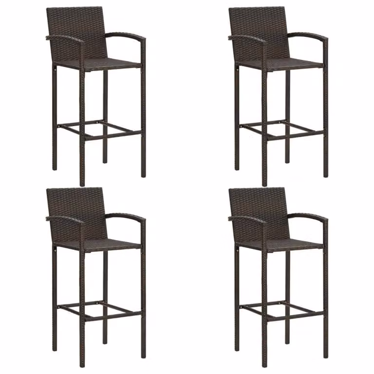 Berkfield Home 5 Piece Brown Poly Rattan Garden Bar Set