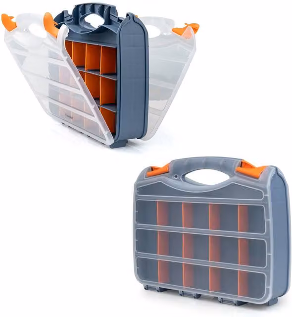 Crystals 32 Compartment Double Sided Storage Box for Screws and Small Parts in Dark Grey, Width: 100 cm – 1